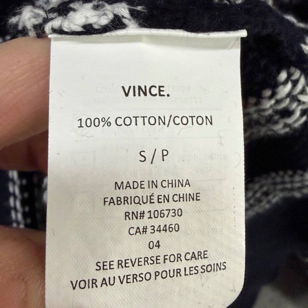 Vince Sweater Women S Black White Textured Stripe Cotton Relaxed Quiet Luxury - Picture 15 of 16